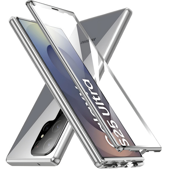 Husa pentru Samsung Galaxy S25 Ultra, Magnetic Dual Glass, de argint
