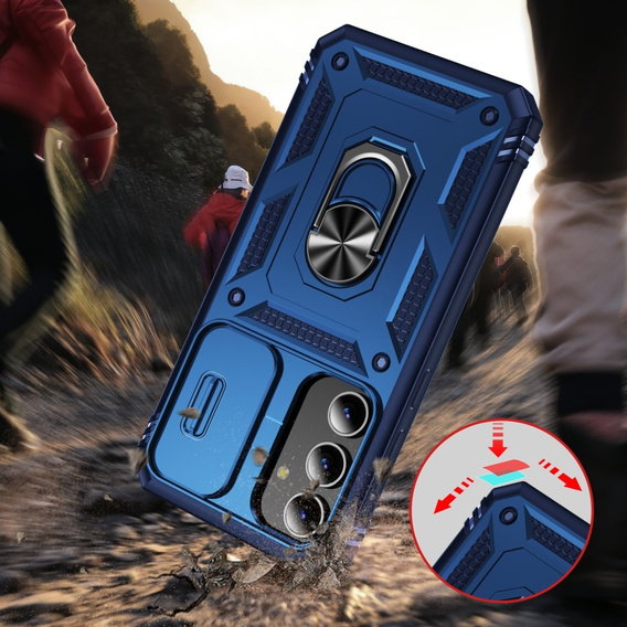 Husă blindată pentru Samsung Galaxy S24, CamShield Slide, albastru
