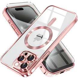 Husă pentru iPhone 15 Pro Max, Electro MagSafe, roz + Sticlă pentru ecran
