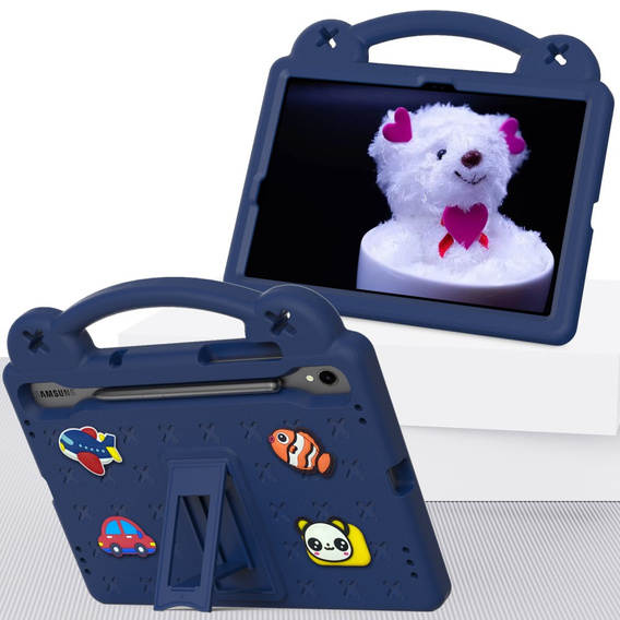 Husă pentru copii pentru Samsung Galaxy Tab S7/S8/S9, Cute Patterns, cu suport, albastru închis