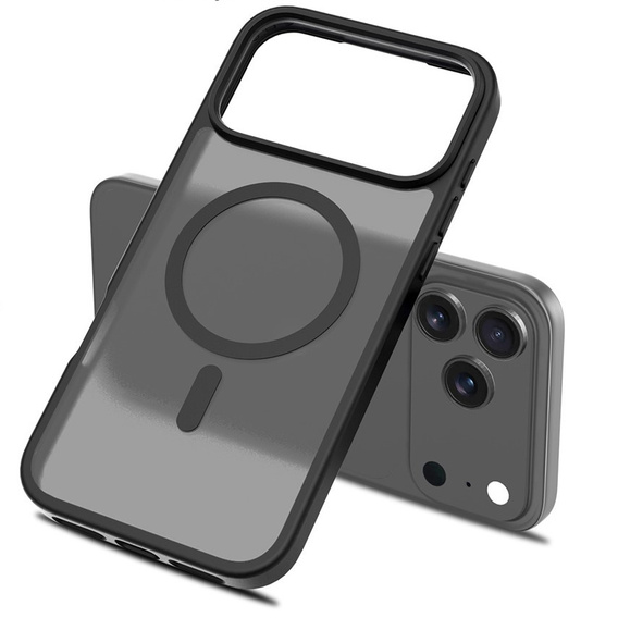 Carcasă Matt pentru iPhone 17 Pro Max, pentru MagSafe, negru translucid
