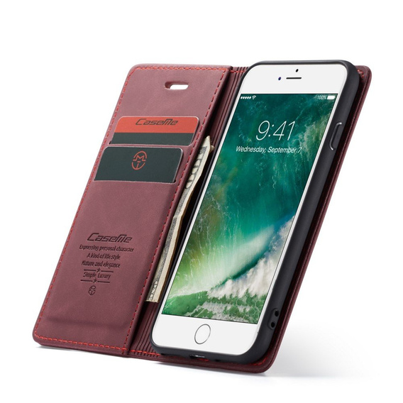 Husa CASEME pentru iPhone 7/8/SE 2020/SE 2022, Leather Wallet Case, maroon