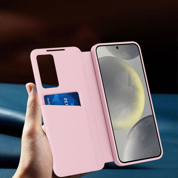 Husă cu clapetă pentru Samsung Galaxy S23 Ultra, Smart View Wallet, roz