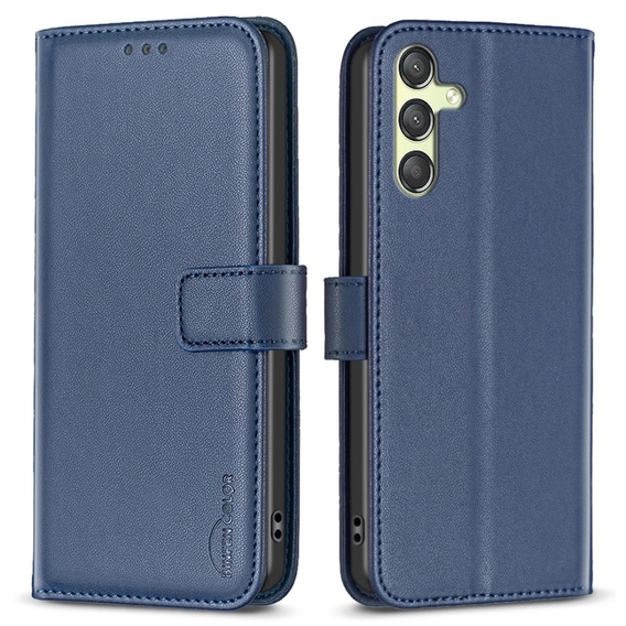 Cu clapetă pentru Samsung Galaxy A25 5G, BINFEN Wallet, albastru + sticlă 9H