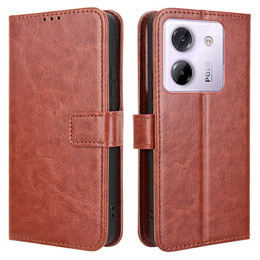 Cu clapetă pentru Xiaomi Poco M7 Pro 5G, Crazy Horse Wallet, maro