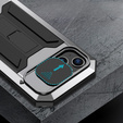 Husă pentru iPhone 14, R-JUST CamShield Slide, armată, de argint / negru