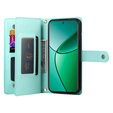 Cu clapetă pentru Oppo Reno 13F 5G, Wallet Zipper Pocket, de mentă