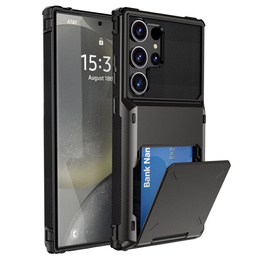 Husa pentru Samsung Galaxy S25 Ultra, Card Holder Kickstand, negru