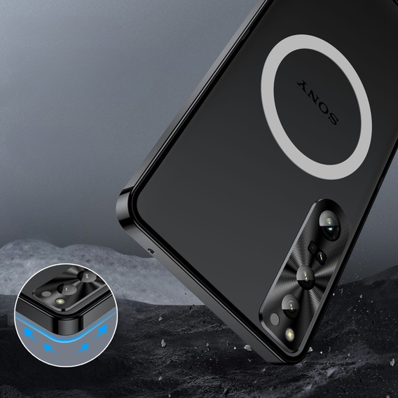 Carcasă de protecție pentru camera foto pentru Sony Xperia 1 V, CamShield MagSafe, transparent / negru