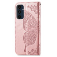 Cu clapetă pentru Samsung Galaxy A16, Butterfly, roz rose gold