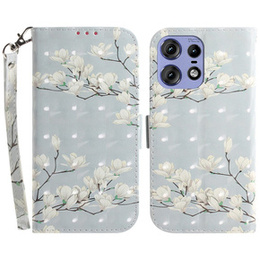 Cu clapetă pentru Motorola Edge 50 Pro 5G, Wallet, Magnolia Flowers gri