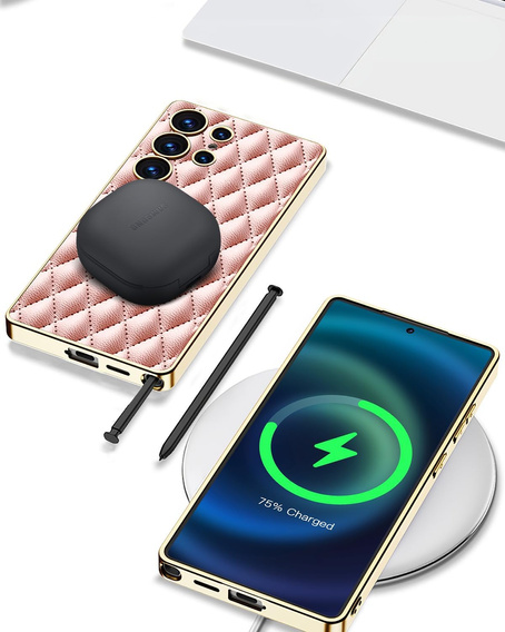 Husă pentru Samsung Galaxy S25 Ultra, Leather Rhombus, roz