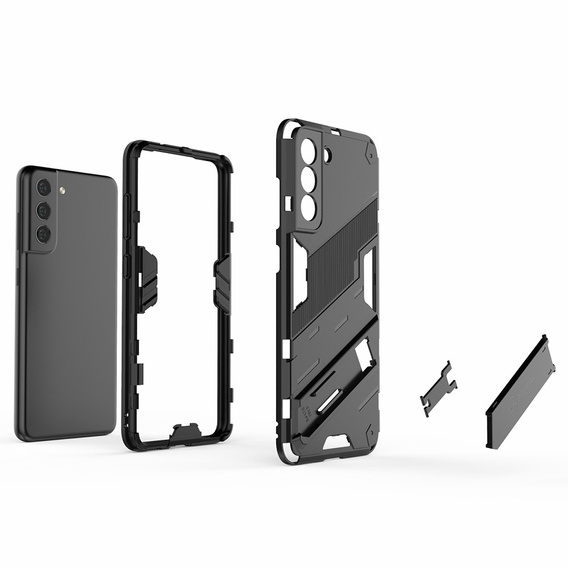 Husa pentru Samsung Galaxy S21 FE, Military kickstand, albastru