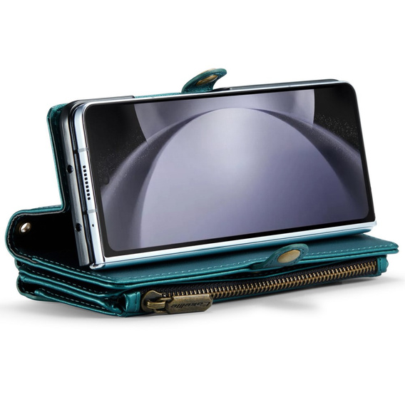 Husă CASEME pentru Samsung Galaxy Z Fold6 5G, RFID Leather Wallet, cu curea de umăr, verde