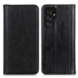 Huse pentru Samsung Galaxy S24 Ultra, Wallet Litchi Leather, negru