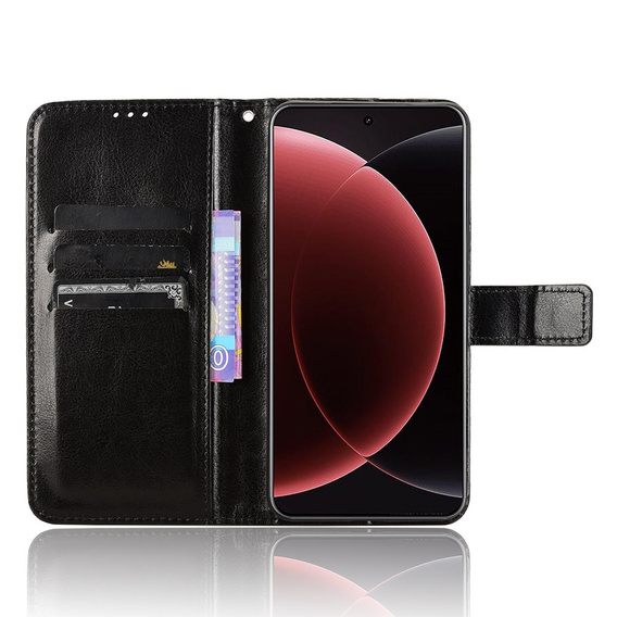 Cu clapetă pentru Xiaomi 15 Ultra, Crazy Horse Wallet, negru