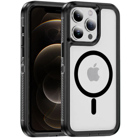 Carcasă cu ramă pentru iPhone 12/12 Pro, pentru MagSafe, transparent / negru