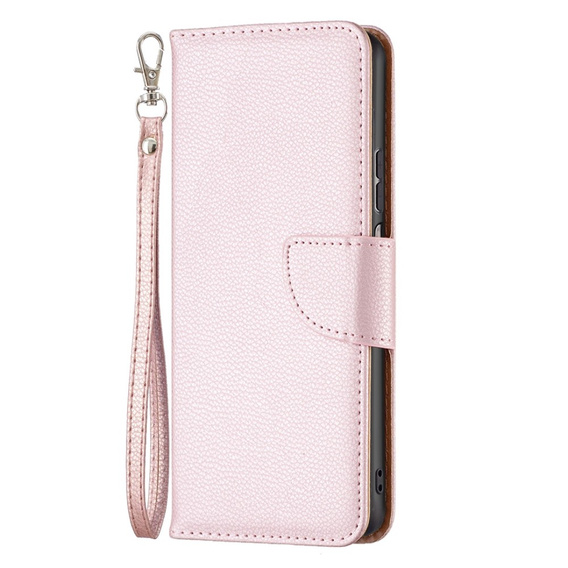 Cu clapetă pentru Samsung Galaxy M33 5G, Wallet Litchi Magnet, roz rose gold