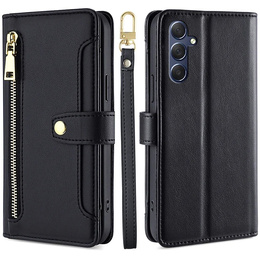 Cu clapetă pentru Samsung Galaxy A16, Wallet Zipper Pocket, negru