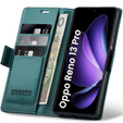 Husă pentru Oppo Reno 13 Pro, ERBORD Glossy Litchi, portofel cu clapetă, verde