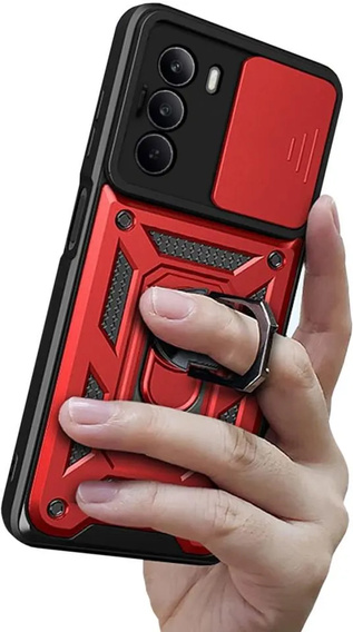 Husă blindată pentru Realme C71, CamShield Slide, roșu