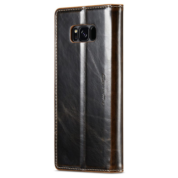 Carcasă flip CASEME pentru Samsung Galaxy S8, Waxy Textured, cafea