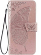 Cu clapetă pentru Vivo Y19s, Butterfly, roz rose gold