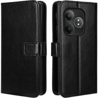 Cu clapetă pentru Realme GT 6 / 6T, Crazy Horse Wallet, negru