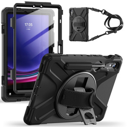 Husa blindată pentru Samsung Galaxy Tab S9 / S8 / S7, carcasă de protecție 360 cu slot pentru stylus, negru