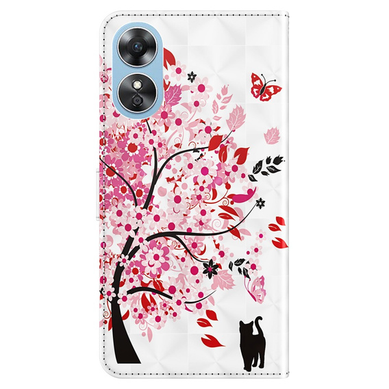 Cu clapetă pentru Oppo A17, Wallet Light Spots Decor, tree, alb