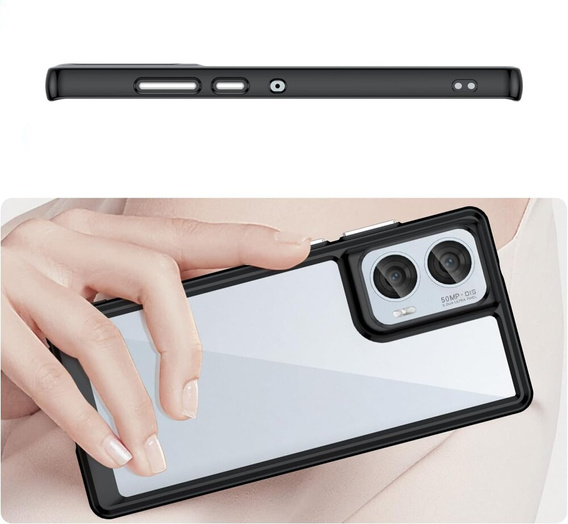 Huse pentru Motorola Edge 50 Fusion 5G, Fusion Hybrid, transparent / negru