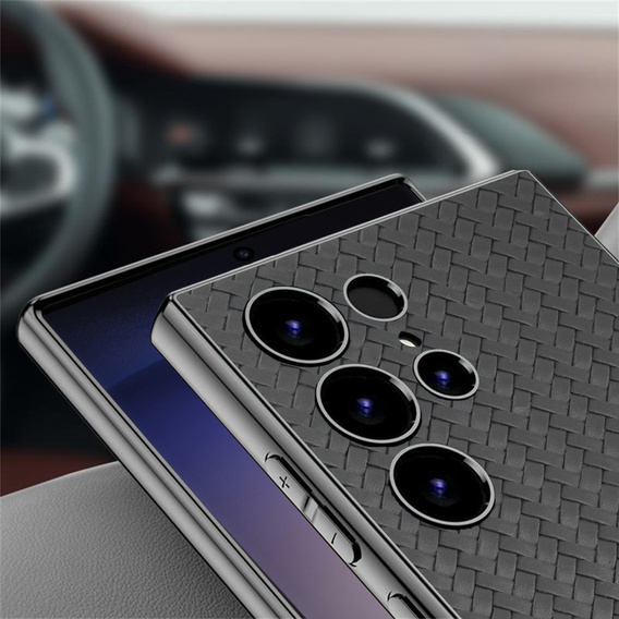 Huse pentru Samsung Galaxy S23 Ultra, GKK Woven Leather, gri