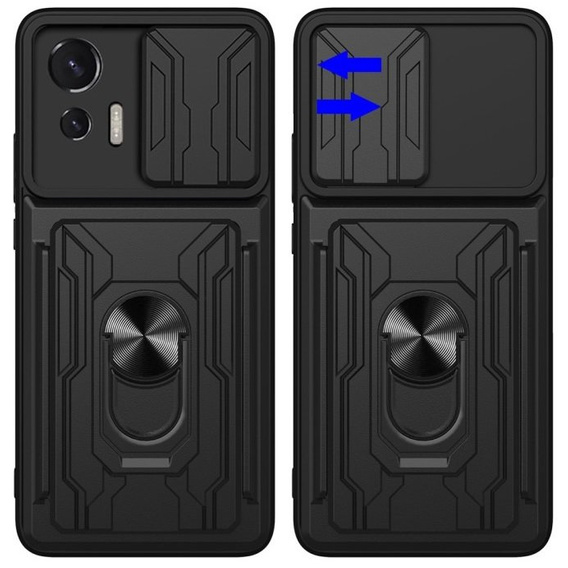 Husă blindată pentru Motorola Edge 30 Neo 5G, Camera Slide Card Slot, negru