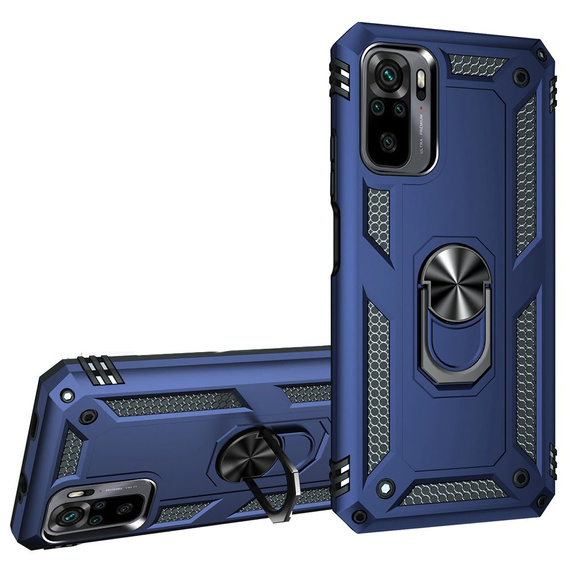 Husă blindată pentru Xiaomi Redmi Note 10/10S, Nox Case Ring, albastru