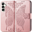 Cu clapetă pentru Samsung Galaxy S25 FE, Butterfly, roz rose gold