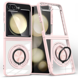 Husă pentru Samsung Galaxy Z Flip7 FE / Z Flip6, Corners Dropproof, pentru MagSafe, transparent / roz
