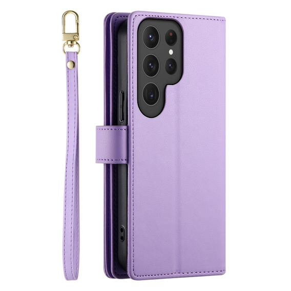 Cu clapetă pentru Samsung Galaxy S25 Ultra, Wallet Zipper Pocket, violet