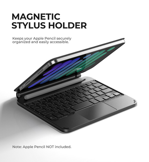 Husă cu tastatură pentru iPad mini 8,3" 2021 (generația a 6-a) / iPad mini 8,3" 2024 (generația a 7-a), tastatură magnetică Dexnor cu touchpad, negru