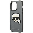 Karl Lagerfeld Huse pentru iPhone 14 Pro Max, Saffiano Karl's Head Patch, de argint