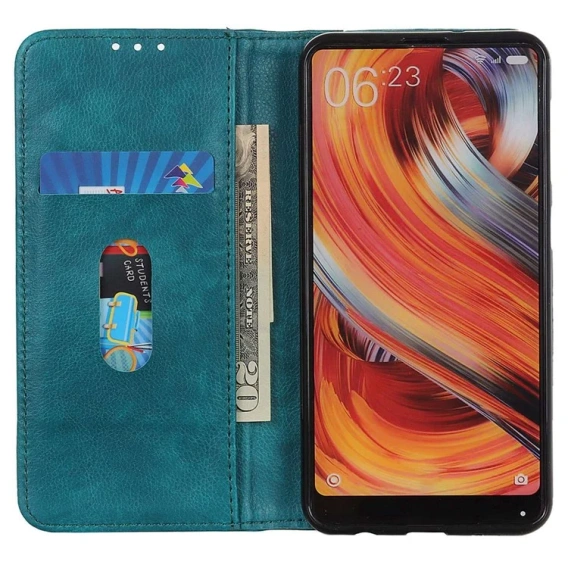 Husa cu clapetă pentru Xiaomi Poco F6, Split Leather, verde