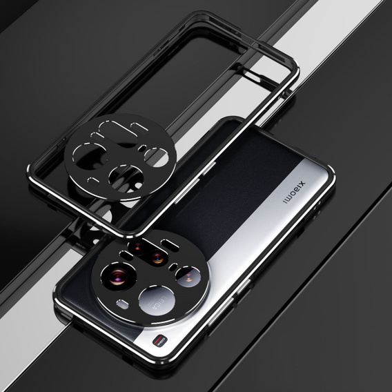 Husa pentru Xiaomi 15 Ultra, Armor Bumper, cu capac pentru obiectiv, negru / argintiu