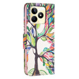 Cu clapetă pentru Realme C53 4G, Wallet, tree of life, alb