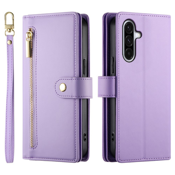 Wallet Zipper Pocket flip caz pentru Samsung Galaxy A17 5G, Wallet Zipper Pocket, violet