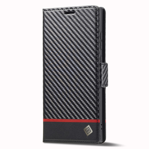 Cu clapetă pentru Samsung Galaxy S23 Ultra, Carbon LC.IMEEKE, negru