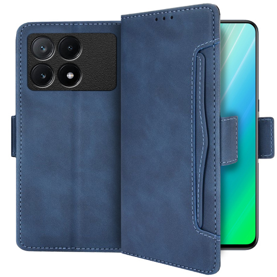 Cu clapetă pentru Xiaomi Poco X6 Pro 5G, Card Slot, albastru