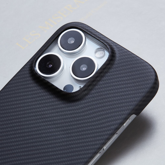 Husă pentru iPhone 16 Pro, Aramid Fiber Cover, negru