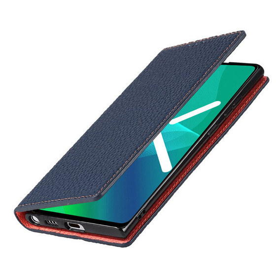 Husă din piele pentru iPhone 12 Pro Max, ERBORD Grain Leather, albastru închis