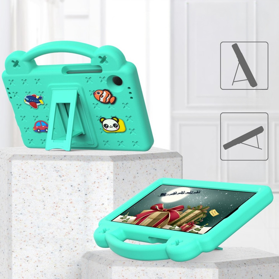 Husă pentru copii pentru Samsung Galaxy Tab A11 / A9, Cute Patterns, cu suport, verde