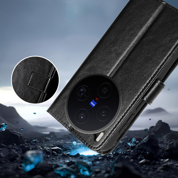 Husă tip portofel Crazy Horse pentru Vivo X300