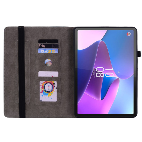 Husă cu clapetă pentru Lenovo Tab P12, flower, roșu
